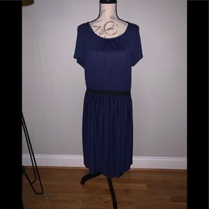 Merona Navy Blue Drop Waist Pleated Dress Size XL